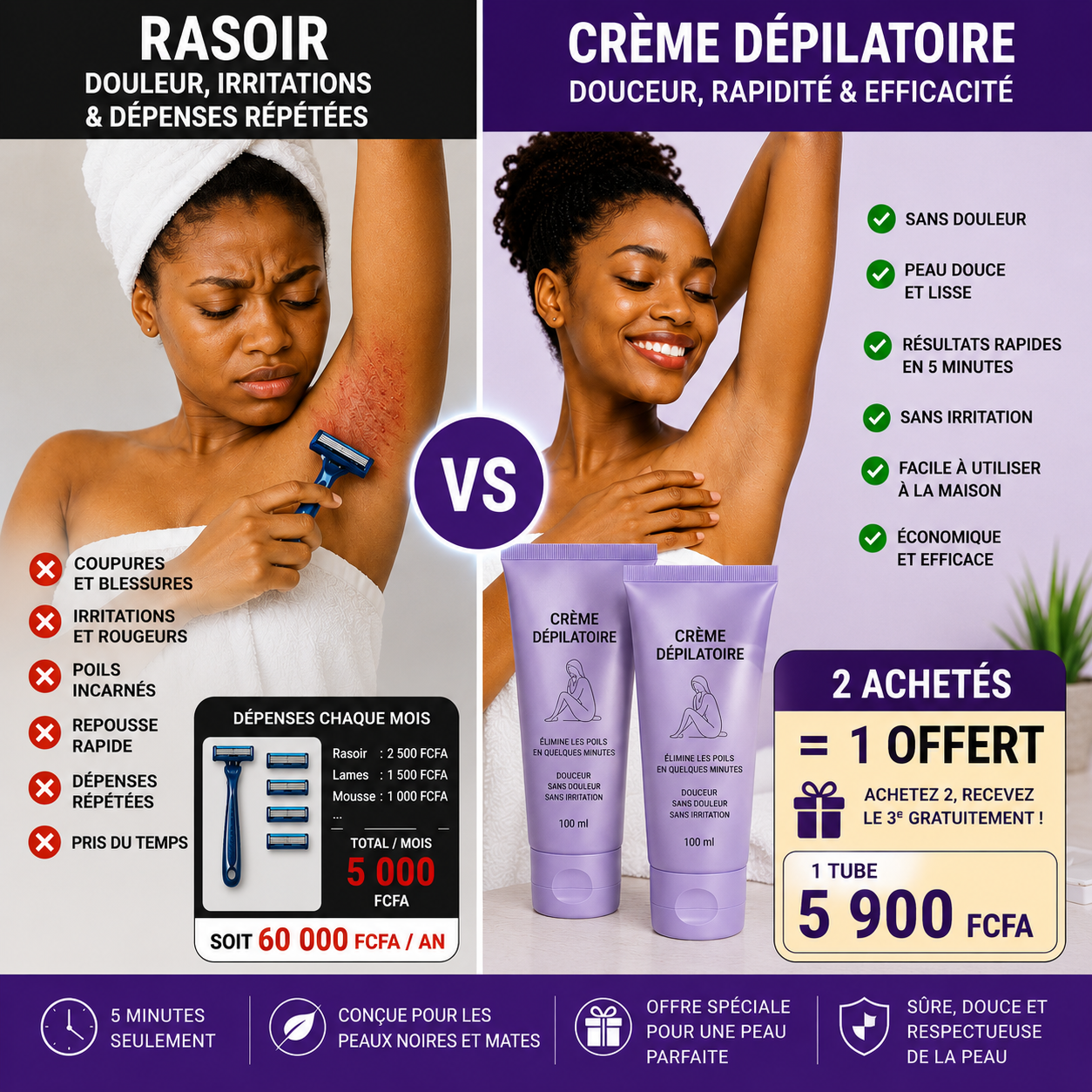 Crème épilatoire - PROMO 24H/ 2 ACHETÉS = 1 OFFERT