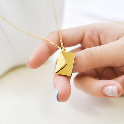 Collier Enveloppe doré "I Love You" - Pendentif Message Secret