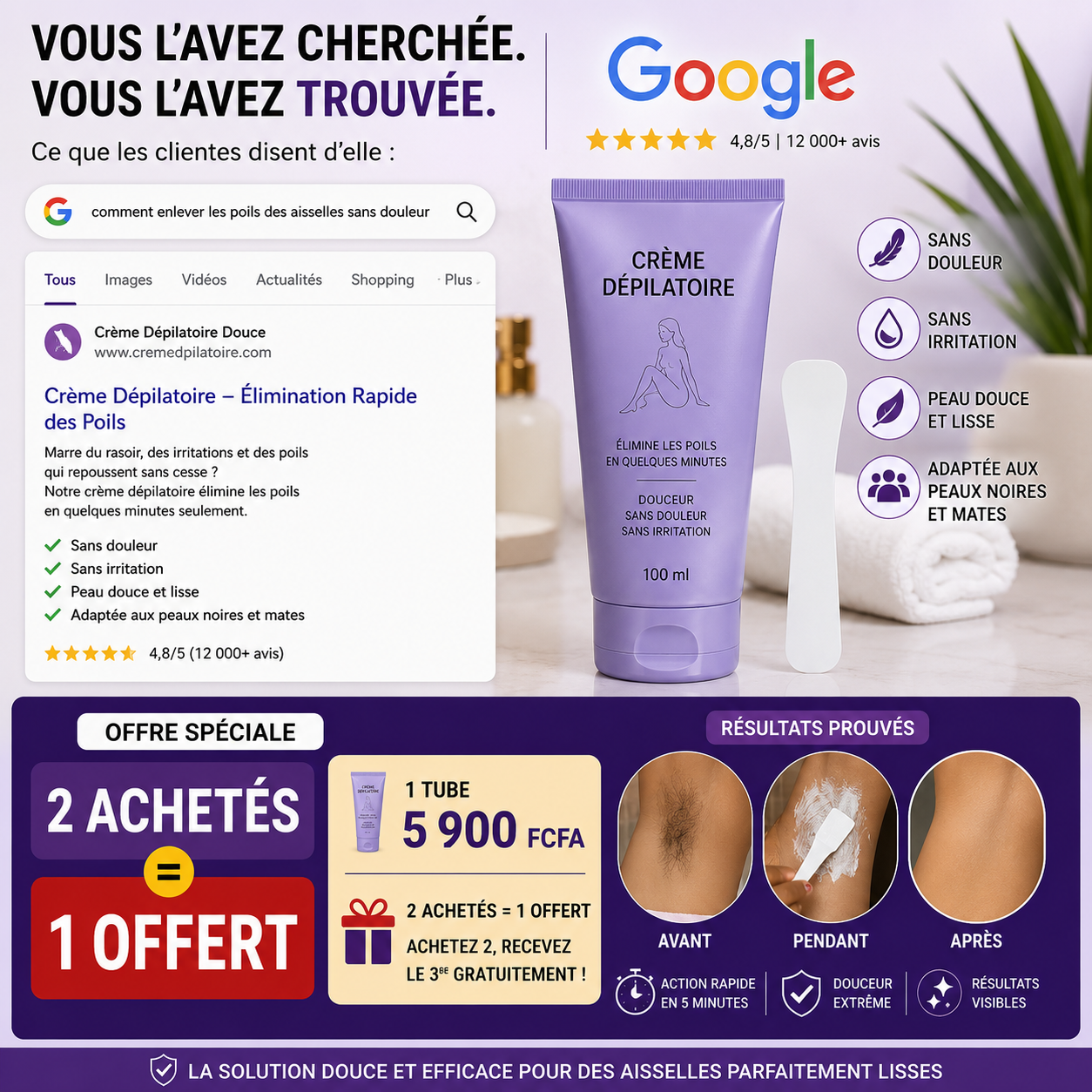 Crème épilatoire - PROMO 24H/ 2 ACHETÉS = 1 OFFERT