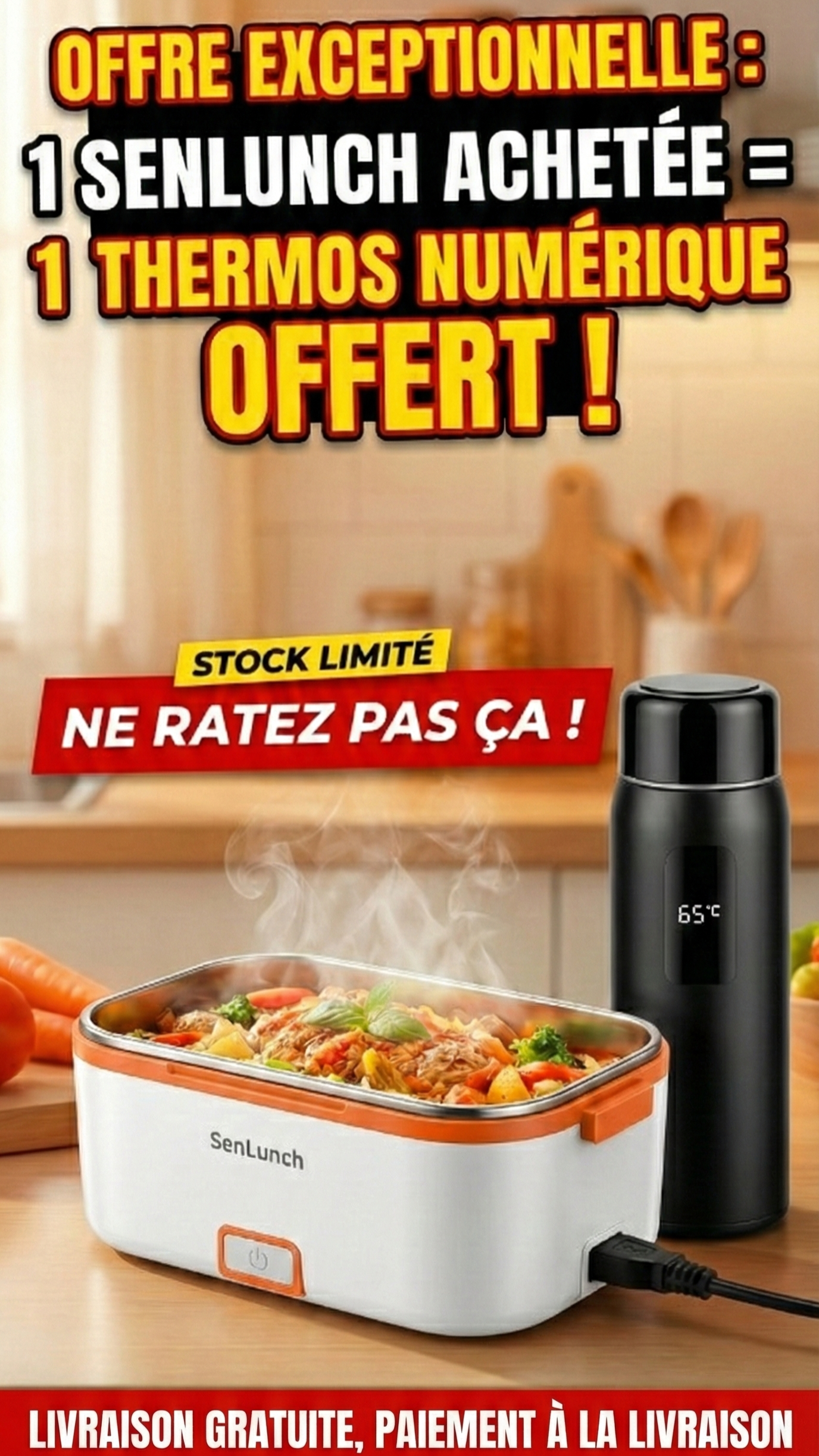 SenLunch : Mangez Chaud Partout comme à la Maison + 1 Thermos Numérique OFFERT !