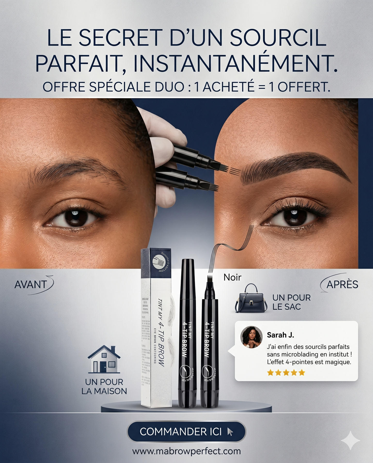 Crayon à sourcils permanent ( 1 acheté=1 offert)