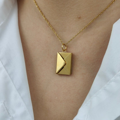 Collier Enveloppe doré "I Love You" - Pendentif Message Secret