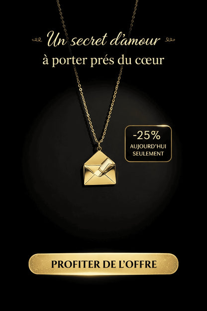 Collier Enveloppe doré "I Love You" - Pendentif Message Secret