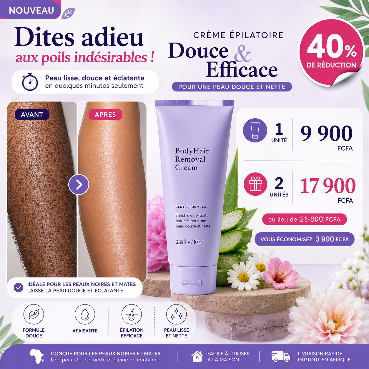 Crème Dépilatoire Douce – Peau Lisse Sans Effort