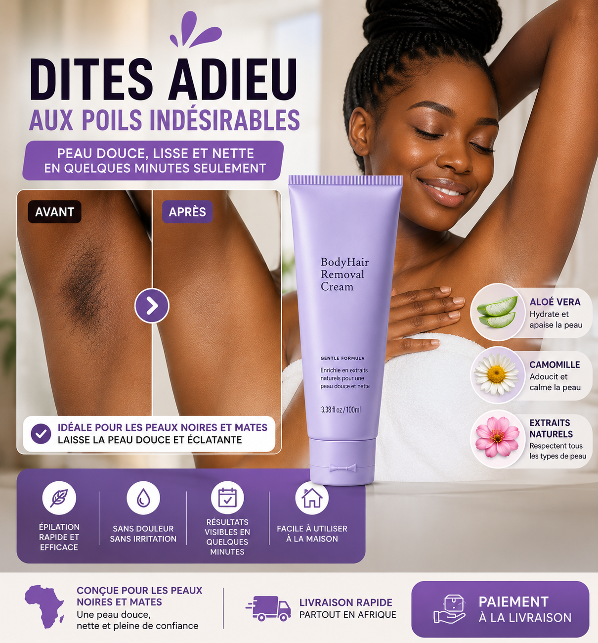 Crème Dépilatoire Peau Lisse Sans Effort  : 1 acheté = 1 offert ! Promo 12h